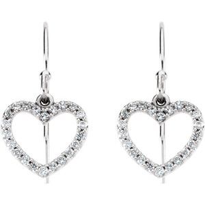 14K white gold 1/5 CTW Natural Diamond Heart Earrings
