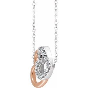 14K White/Rose 1/5 CTW Natural Diamond Double Heart 16-18" Necklace