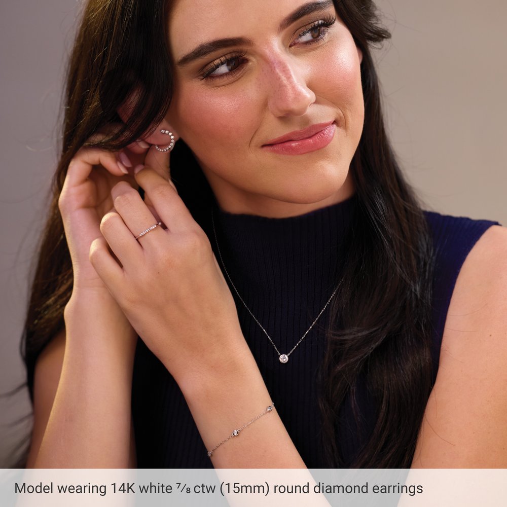 Pair Lab-Grown/Natural Diamond/ Front-Back Earrings