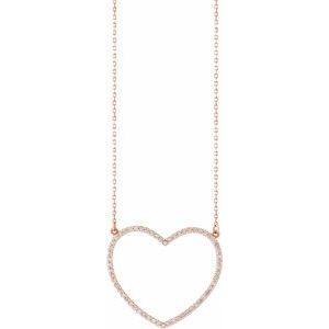 14K gold .08 CTW Natural Diamond Petite Heart 16" Necklace
