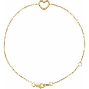 Sterling Silver Heart 6 1/2-7 1/2" Bracelet