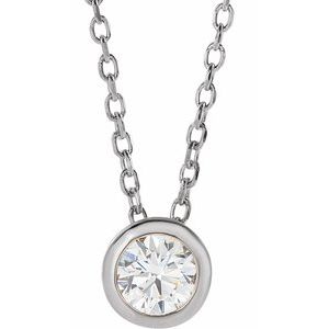 14k Gold Lab-Grown Diamond Solitaire Bezel-Set Necklace