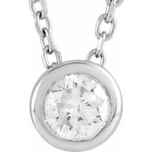 14k Gold Lab-Grown Diamond Solitaire Bezel-Set Necklace