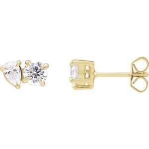 14K Yellow 1 1/6 CTW Lab-Grown Diamond Two-Stone Stud Earrings 5 X 3.5 Mm
