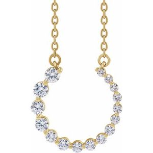 14K Yellow 3/8 CTW Lab-Grown Diamond Graduated Circle 16-18" Necklace