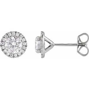 14K Yellow  Lab-Grown Diamond Halo Stud Earrings
