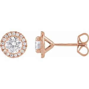 14K Yellow  Lab-Grown Diamond Halo Stud Earrings