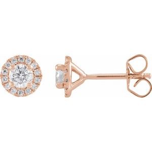 14K Yellow  Lab-Grown Diamond Halo Stud Earrings