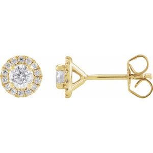 14K Yellow  Lab-Grown Diamond Halo Stud Earrings