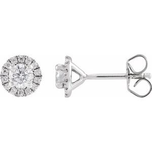 14K Yellow  Lab-Grown Diamond Halo Stud Earrings