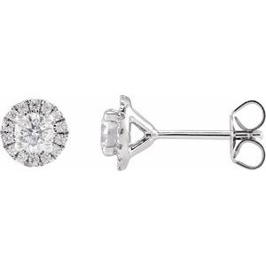 14K Yellow  Lab-Grown Diamond Halo Stud Earrings
