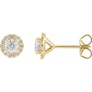14K Yellow  Lab-Grown Diamond Halo Stud Earrings