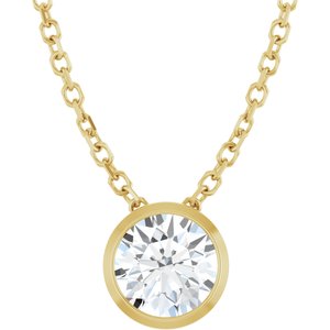 14k Gold Lab-Grown Diamond Solitaire Bezel-Set Necklace