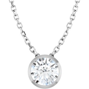 14k Gold Lab-Grown Diamond Solitaire Bezel-Set Necklace