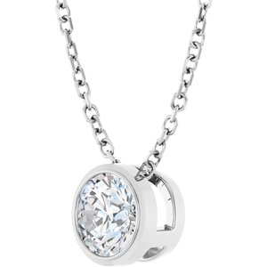 14k Gold Lab-Grown Diamond Solitaire Bezel-Set Necklace