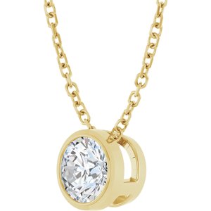14k Gold Lab-Grown Diamond Solitaire Bezel-Set Necklace