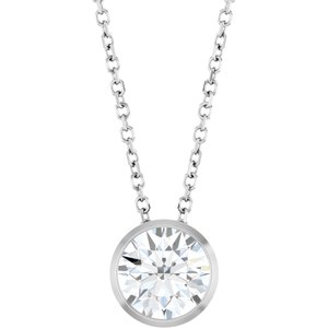 14k Gold Lab-Grown Diamond Solitaire Bezel-Set Necklace