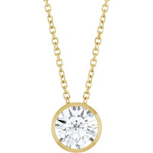 14k Gold Lab-Grown Diamond Solitaire Bezel-Set Necklace