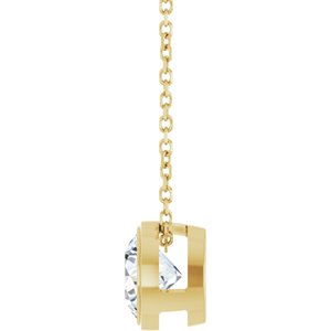 14k Gold Lab-Grown Diamond Solitaire Bezel-Set Necklace