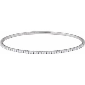 14k Lab Created Diamond Flexible full Bangle 7" Bracelet