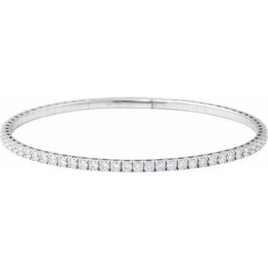 14k Lab Created Diamond Flexible full Bangle 7" Bracelet