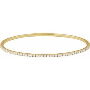 14k Lab Created Diamond Flexible full Bangle 7" Bracelet
