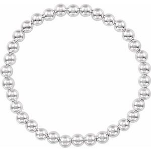 Sterling Silver Elastic Bead 6 1/2" Bracelet