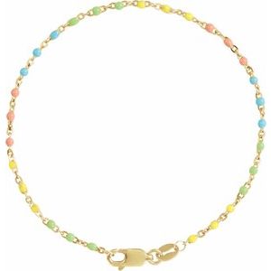 14K Yellow Gold-Filled 1.7 mm Multicolor Enamel Bead Chain