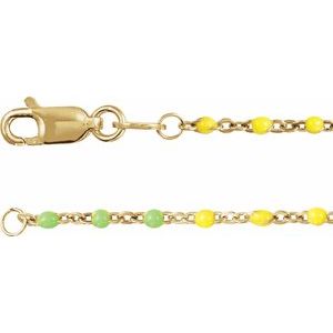14K Yellow Gold-Filled 1.7 mm Multicolor Enamel Bead Chain