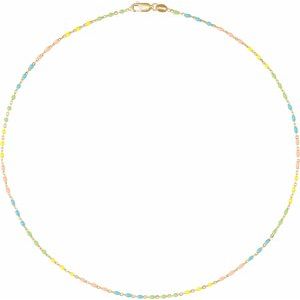 14K Yellow Gold-Filled 1.7 mm Multicolor Enamel Bead Chain