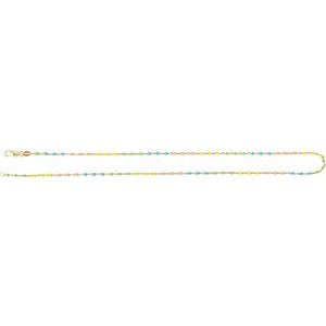 14K Yellow Gold-Filled 1.7 mm Multicolor Enamel Bead Chain