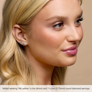 14K Gold Four Prong Lab-Grown Diamond Stud Earrings