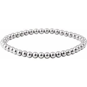 Sterling Silver Elastic Bead 6 1/2" Bracelet