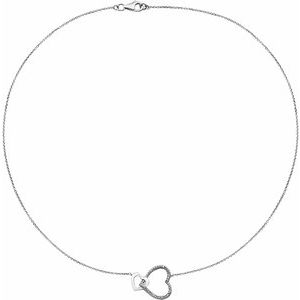 Sterling Silver .03 CTW Natural Diamond Interlocking Heart 18" Necklace
