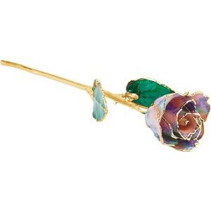Lacquered Opal Colored October Birthstone Rose with Gold Trim
