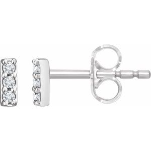 .05 Ctw Lab/natural Diamond Bar Earrings With  Friction Backs Included