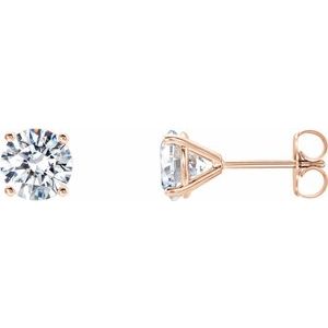 14K Gold Four Prong Lab-Grown Diamond Stud Earrings