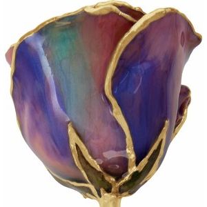 Lacquered Opal Colored October Birthstone Rose with Gold Trim