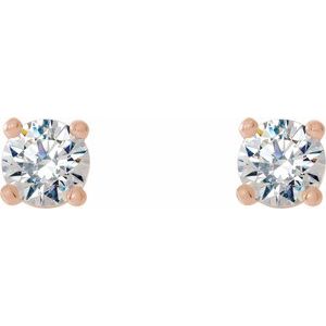 14K Gold Four Prong Lab-Grown Diamond Stud Earrings