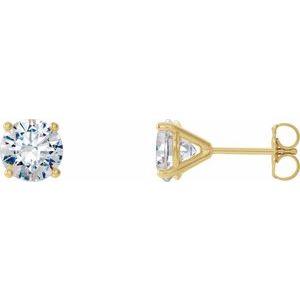 14K Gold Four Prong Lab-Grown Diamond Stud Earrings