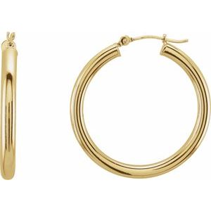 14K Hoop Earrings 3mm wide