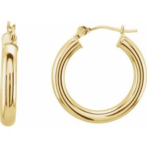 14K Hoop Earrings 3mm wide