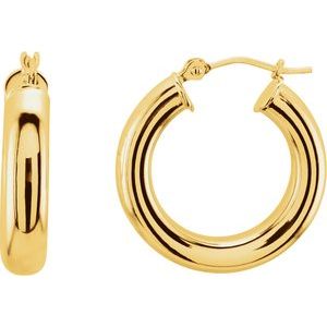 14K Hoop Earrings 4mm wide