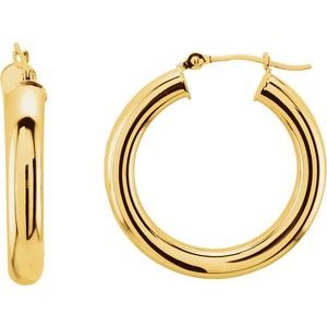14K Hoop Earrings 4mm wide