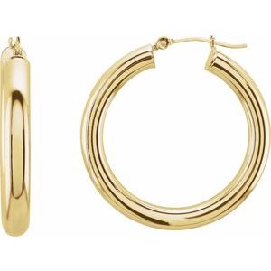 14K Hoop Earrings 4mm wide