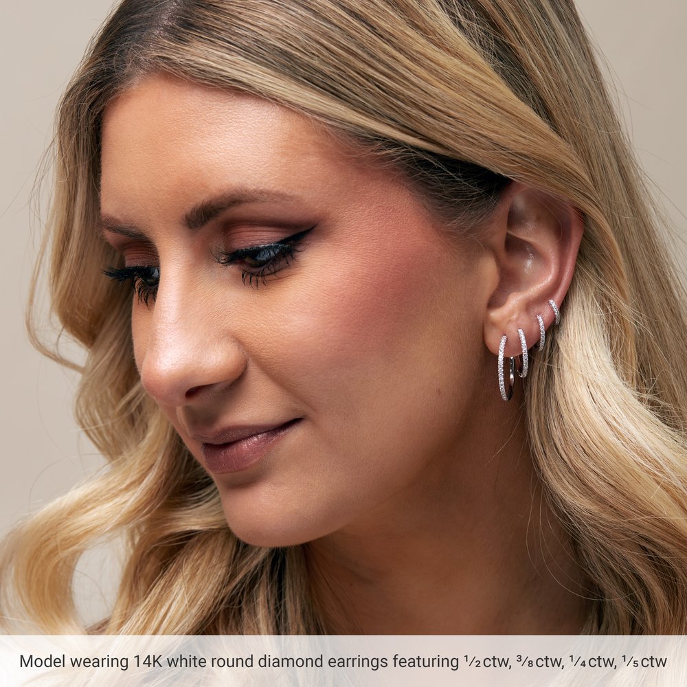 14k Lab-Grown Diamond Hoop Earrings