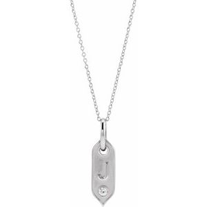 14K .05 CT Natural Diamond Initial Necklace 16-18"