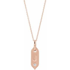 14K .05 CT Natural Diamond Initial Necklace 16-18"