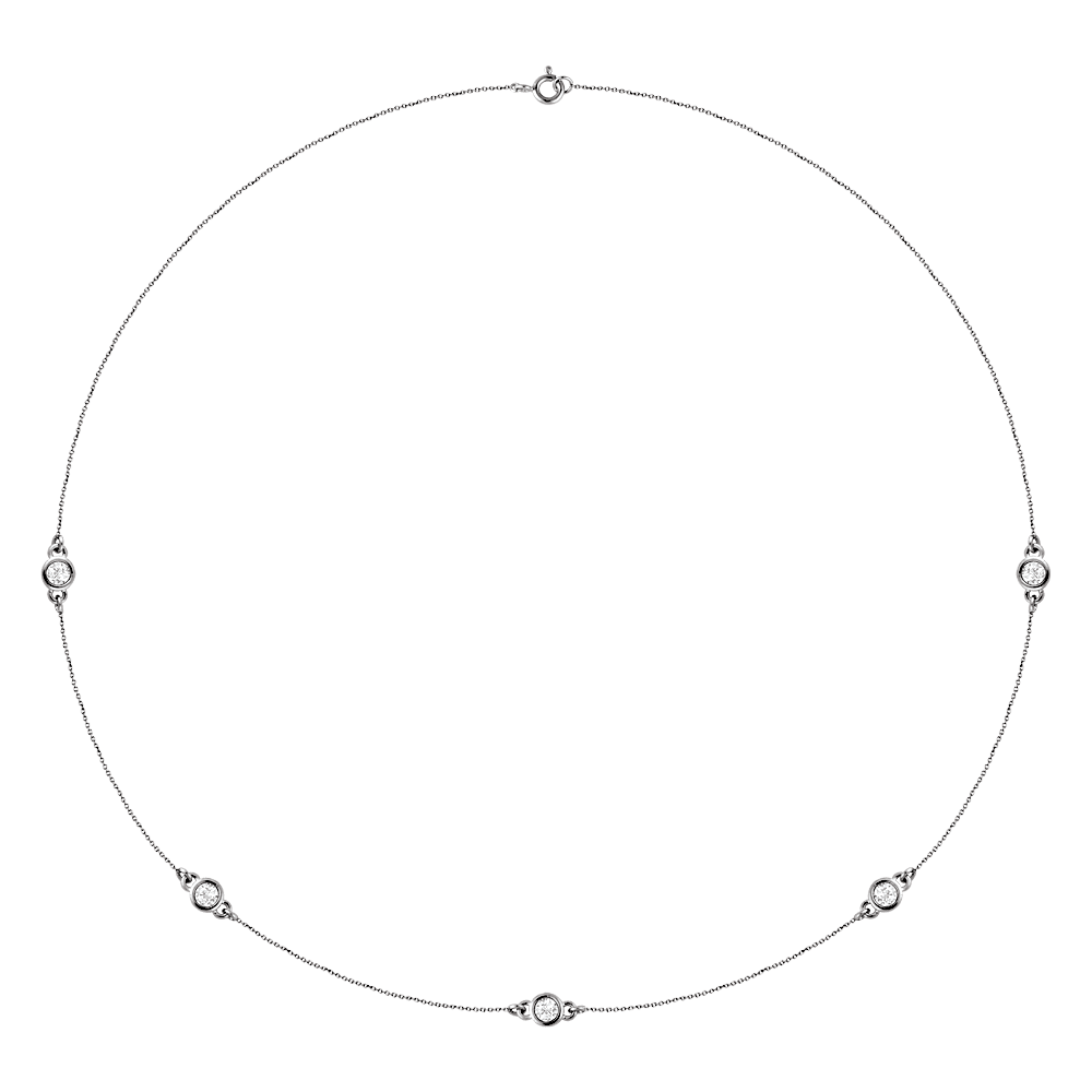 14K Lab-Grown Diamond 3-5-7 Station 18" Necklace