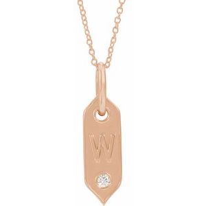 14K .05 CT Natural Diamond Initial Necklace 16-18"
